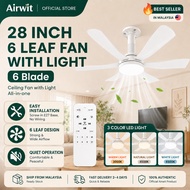 Airwit 26 Inch 6 Blade Ceiling Fan With Light BLDC Motor 6 Speed Remote Control Bedroom Ceiling Fan 