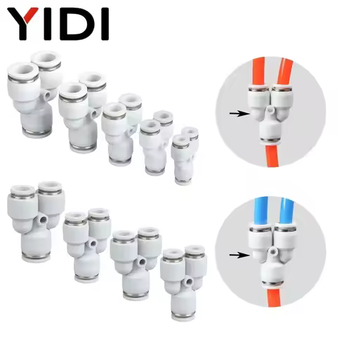 5pcs Pneumatic Air Hose Fitting Tube Fittings Line Connector Pipe Connection 3 way Y shape PY 4MM 6M