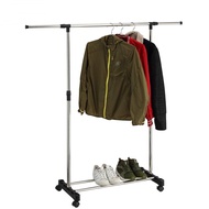 𝗦𝗜𝗠𝗣𝗟𝗘 SINGLE DOUBLE POLE Organizer Garment Rack Wheel / Rak Penyangkut Baju Besi / Ampaian Penyidai