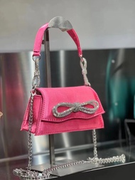 UGALS French Fairy Silk กระเป๋าถือ Rhinestones ประดับด้วยมือ Kelly กระเป๋าผีเสื้อ Knot สําหรับ Eveni