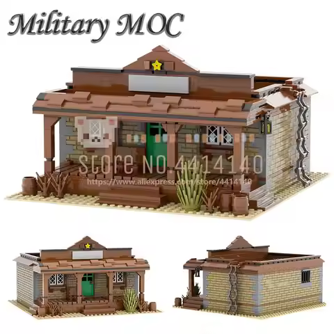West Sheriff Office MOC Building Blocks DIY Military Series West Cowboy Era Scene Assemble Bricks To