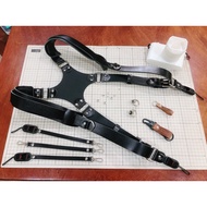 Genuine anchor PD hook genuine leather camera strap for 2 cameras