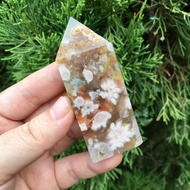 櫻花瑪瑙晶柱03 / 焦糖底色成形大粉花 / 多彩