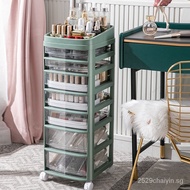 Nail Salon Drawer Storage Cabinet Cosmetic Storage Lipstick Mask Classification Transparent Trolley Rack with Wheels