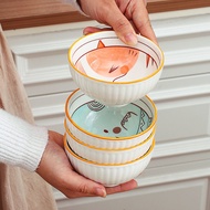 Cartoon Bowl Ceramic Bowl and Chopsticks Set for Children Cute Bowl Height Super Cute Bowl