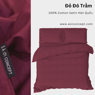 Bộ Ga Gối 4 Món Cotton Satin Size 2mx2m và 2m2x2m Trơn Nhiều Màu AOICONCEPT cao cấp Hàn Quốc Êm Ái T