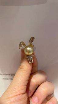 天然海水南洋金珠吊墜胸針兩用款11.1mm 極光鏡面濃金色南洋金珠吊咀胸針