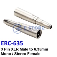 3 Pin XLR Male to 6.35mm Mono / Stereo Female Adapter - ERC-635