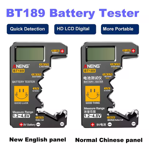 BT189 Button Cell Battery Tester LCD Display Universal Battery Checker for AA AAA 9V 1.5V/3V Button 
