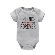 1Pc Born Together and Friends Forever Newborn Clothes Summer Short Sleeves Rompers Twins Baby Bodysu