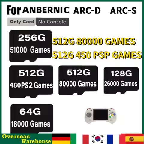 For ANBERNIC ARC-D ARC-S TF Card for 512G 256G 128G 64G Retro Handheld Game PS2 PSP 512G 80000 games