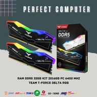 Memory DDR5 32GB Kit 2x16GB PC 6400mhz RAM Team T-Force Delta RGB