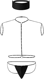 Mens Butler Lingerie Underwear Tuxedo Waiter Server Brief Costume Outfit, Black 04, One Size