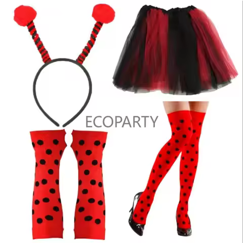 Halloween Party Accessories Polka Dots Costume Bumble Bee for Women Tutu Skirt Headband Gloves Stock
