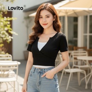 Lovito Women's Casual 2-in-1 Summer/Spring T-Shirt L129ED337