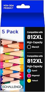 812XL New Upgraded Chips Ink Cartridges Replacement for Epson 812 XL T812XL 812 to Use with WF-7820 