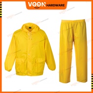 VOON Thick PVC Rain Suit Set Pants Zip Button Yellow Reusable Motorcycle Bicycle Jacket Baju Hujan T