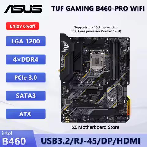 ASUS TUF GAMING B460-PRO WIFI B460 LGA 1200 Motherboard Support i7-10700K i7-10700 i5-10400 4×DDR4 B
