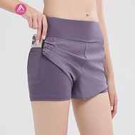 AirActive Leisure Casual Yoga Sports Shorts High Waist Lining Back Waist Zip Pocket Quick Dry