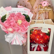 Wax flower bouquet of 10 flowers with hydrangeas - Beautiful small gift, long lasting meaning