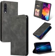 Miss flora Galaxy Phone Cases .Retro Skin Feel Business Magnetic Horizontal Flip Leather Case for Samsung Galaxy A50三星(Red) (Color : Dark Gray)