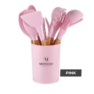 MIISOO 12 in 1 Set Alat Masak Sutil Sodet Silicone Spatula Silikon Tahan Panas Food Grade