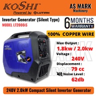 KOSHI LT2000iS 240V 2.0kW Powered by LUTIAN Compact Silent Inverter Generator Portable Gasoline Petr