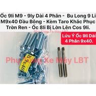 (20 Screws) 9mm M9 Screws - 9mm 4cm Long - 9mm Bolts M9x40 Cotton Head - Includes Taro to Fix Thread