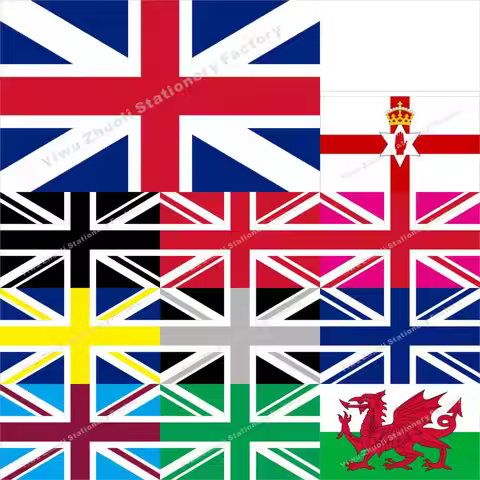 British Four Kingdoms Flag 3X5ft 90X150cm 100D Polyester 60x90cm 21x14cm England Banner