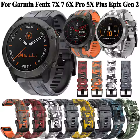 22 26mm QuickFit Silicone Bracelet Strap For Garmin Fenix 7X 7 Solar 6X 6 Pro 5 5X Plus MARQ EPIX Ge