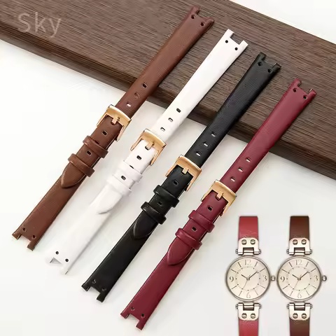 Genuine Leather Watch Strap Women's for Anne Klein Ak2156/2157/2618 Series Concave Interface Cowhide