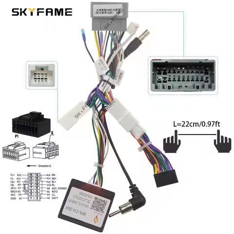 SKYFAME Car 16pin Wiring Harness Adapter Canbus Box Alpine Amplifier Decoder Android Radio Power Cab