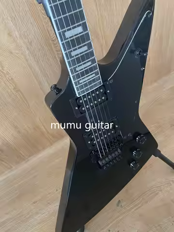 Mahogany Body Explorer Electric Guitar, Floyd Rose Vibrato Black And White