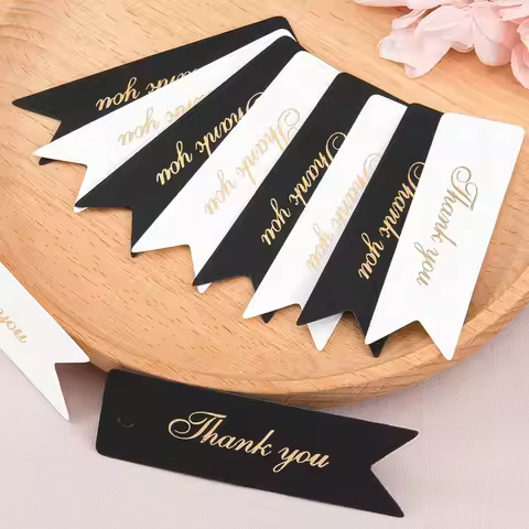 50pcs Kraft Paper Tags 2x7cm Thank You Hang Labels for DIY Jewelry Packaging Handmade Crafts Gift De