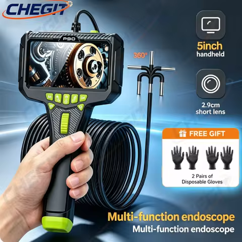 5 Inch Portable Industrial Endoscope 6mm 360° Rotatable Lens IP67 Waterproof LED Borescope For Car E