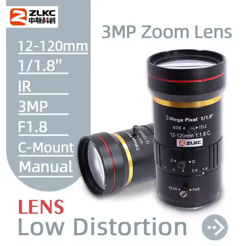 ZLKC 3Megapixel 12-120mm Lens Varifocal CCTV Manual Iris F1.8 C Mount 1/1.8 Inch For IP Cameras Lens