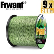 Frwanf 300M 9 Strands Fishing PE Line Braided Fishing Line Wires X9 Jigging Line Black+Yellow Spot L