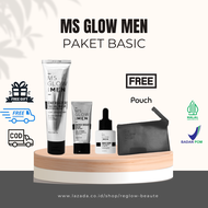 MS GLOW FOR MEN PAKET BASIC 3 IN 1 ORIGINAL MSGLOW SKINCARE BPOM SKINCARE WAJAH PRIA UNTUK WHITENING
