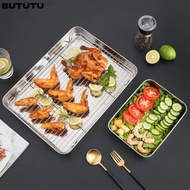 BUTUTU Baking Pan, Non-stick Rectangle BBQ Tray,  304 Stainless Steel Bakeware Tools Cooling Rack Ov