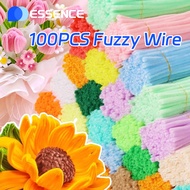 100PCS 8mm New Colorful Dense fuzzy wire pipe cleaner craft flower Chenille Stem DIY fuzzy wire