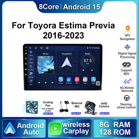 Wireless Carplay For Toyota Estima Previa 2016 - 2023 Car DSP Android 15 Autoradio Stereo Multimidia