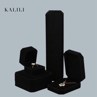 All Black Jewelry Box Necklace Bracelet Box Black Flannel Box Ring Box Pendant Storage Box
