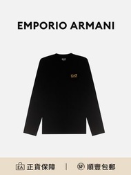 EMPORIO ARMANI EA7 男士黑色圓領修身套頭長袖T恤[平行進口]