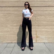 WAUW - Highwaist Cutbray Stretch Jeans 2444 Black CRUSH