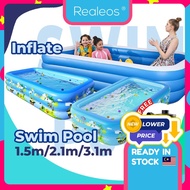 Realeos Rectangular 3 Rings Inflatable Swimming Pool Kolam Renang Budak Kolam Mandi budak 充气游泳池