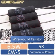 2Pcs Wire-wound Resistor 5R 6.5W 5% 5Ω Audio resistance DALE CW-5 DIP Commercial Power Silicon Coate