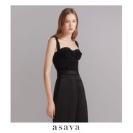 [asava aw23] Tweed Corset Bustier Blouse เสื้อผู้หญิง สายเดี่ยว แต่งดีเทลชายรุ่ย ซิปข้าง