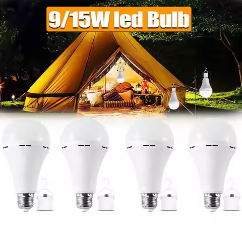 9/15W White Warm LED Emergency Bulb E27 Rechargeable Battery Light 100-240V Intelligent Lighting Ene
