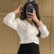 BLOUSE V NECK / BLOUSE SATIN PREMIUM / BLOUSE SATIN KEKINIAN / ATASAN SATIN WANITA / ATASAN WANITA T