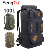 FengTu 100L 70L ความจุขนาดใหญ่ตั้งแคมป์กระเป๋าเป้สะพายหลังผ้าใบกระเป๋าผู้ชายเดินทางเดินป่า R Ucksack กระเป๋าเป้สะพายหลังกลางแจ้ง Climing กระเป๋า